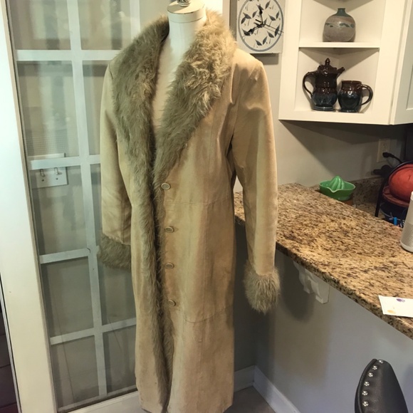 Wilsons Leather Maxima Penny Lane leather faux fur boho Y2K LONG Coat - Picture 15 of 16